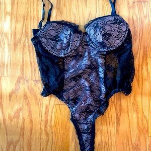 Lover’s Lane black and blush lace up bodysuit